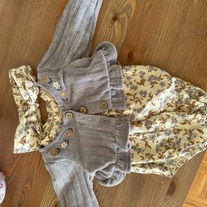 Tahari Gray and Cream Floral Kids Formal Dress